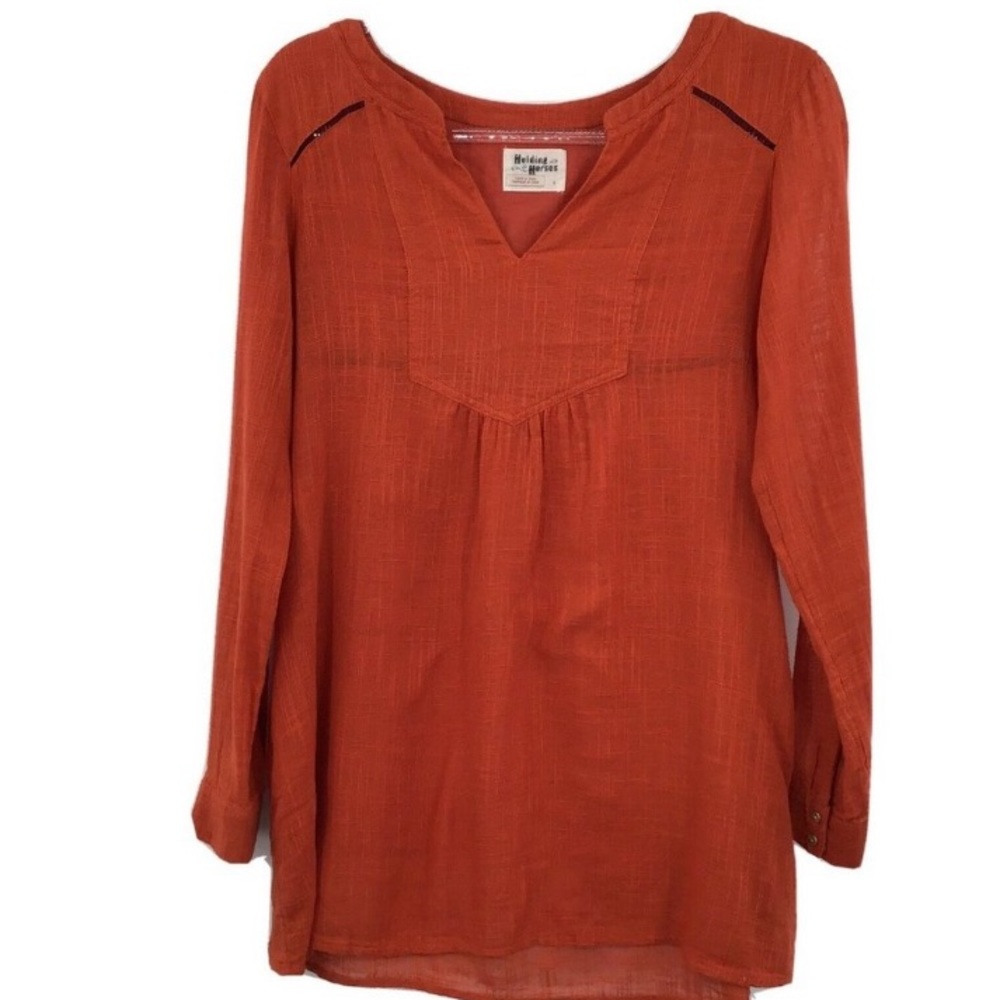 Anthropologie brand Holding Horses burned orange tunic